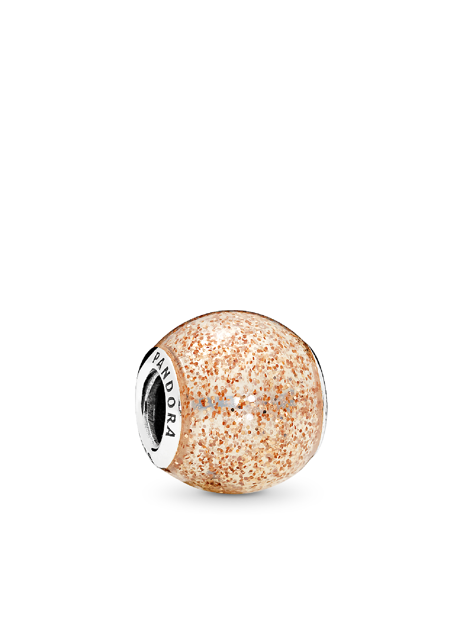 Silver charm with rose golden glitter enamel