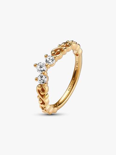 Anel Coroa Espiral Brilhante