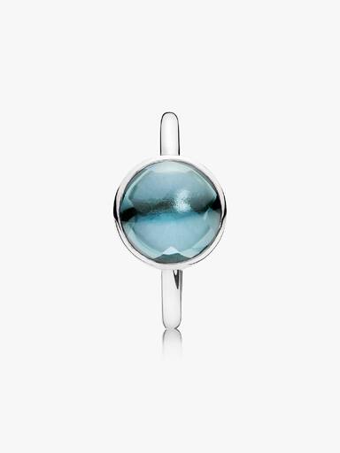Anel Poetic Droplet, Aqua Azul Cristal