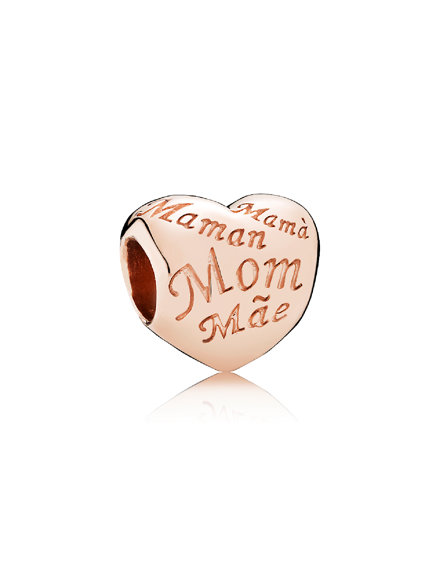 Heart PANDORA Rose charm with Mum in different languages