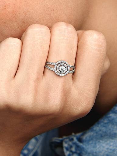 Anel Halo Doble Brilhante