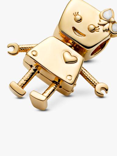 Robot girl PANDORA Shine charm with silver enamel