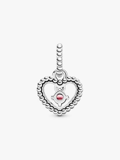 Heart sterling silver dangle with petal pink crystal