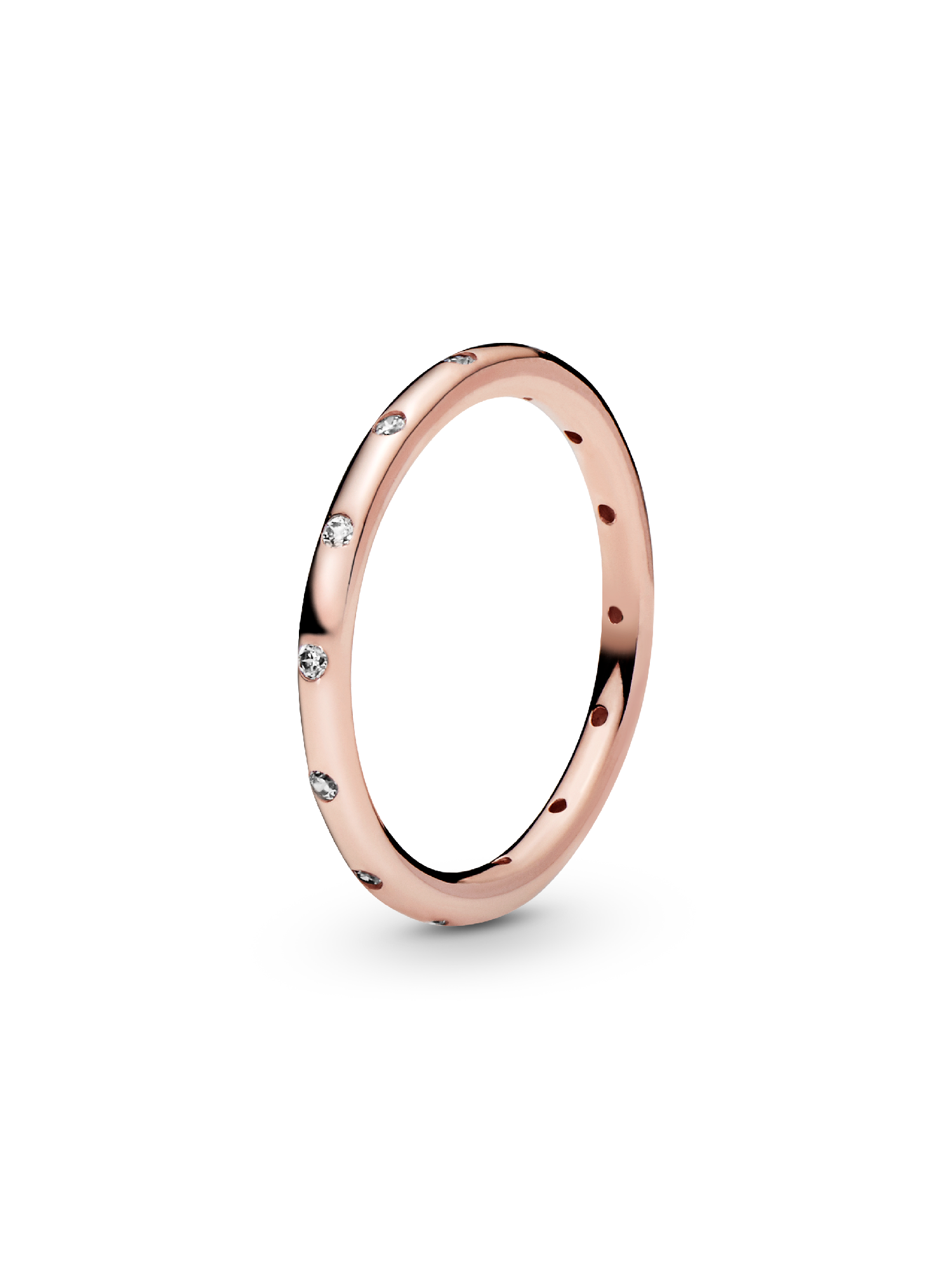 14k Rose gold-plated ring with clear cubic zirconia