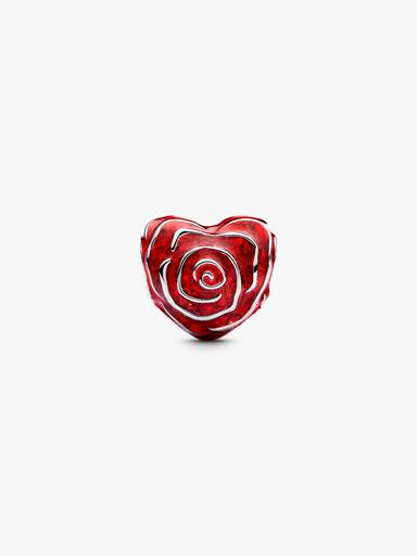 Charm Rosa Vermelha em Coração