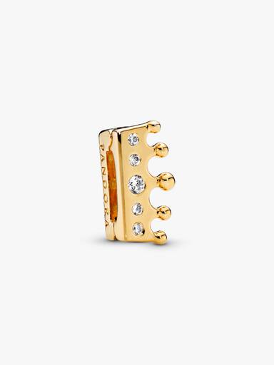 PANDORA Reflexions crown clip charm in PANDORA Shine with clear cubic zirconia