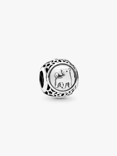 Taurus star sign silver charm