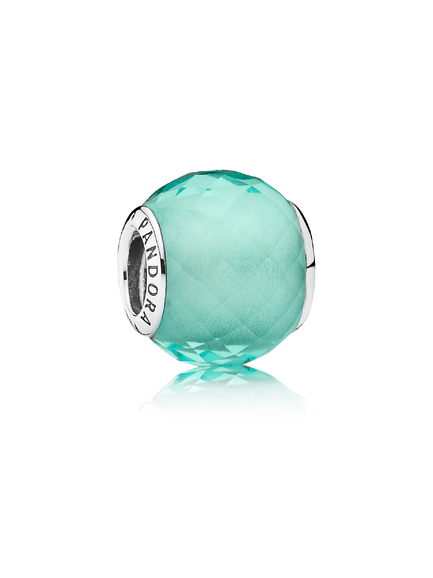 Abstract faceted silver charm with synthetic green quartz