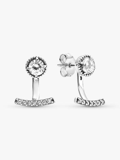 Silver stud earrings with clear cubic zirconia