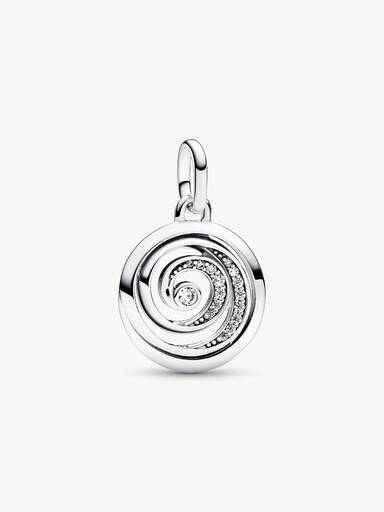 Charm Medalhão Espiral com Zircônias Cúbicas Transparentes