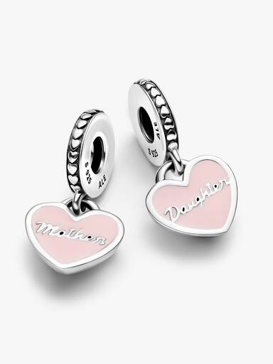 Charm Pendente de Corações de Mãe e Filha