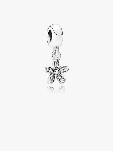 Daisy silver dangle with cubic zirconia