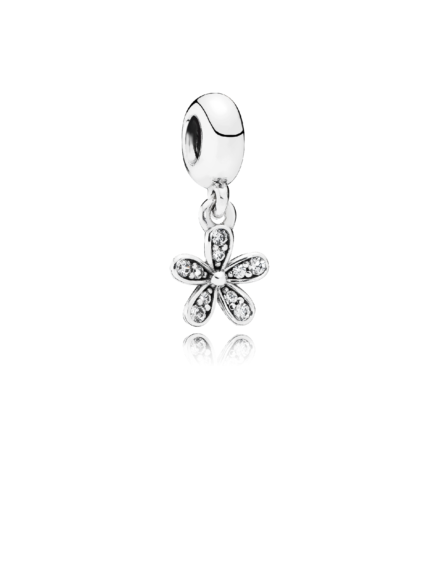 Daisy silver dangle with cubic zirconia