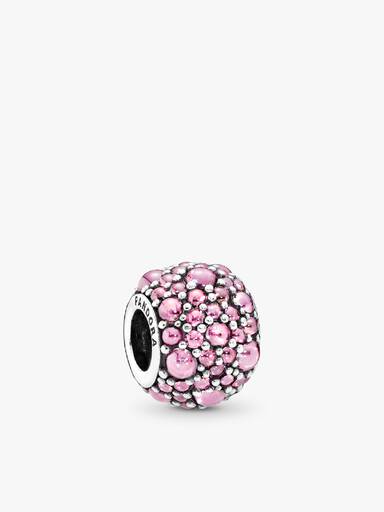 Silver charm with pink cubic zirconia