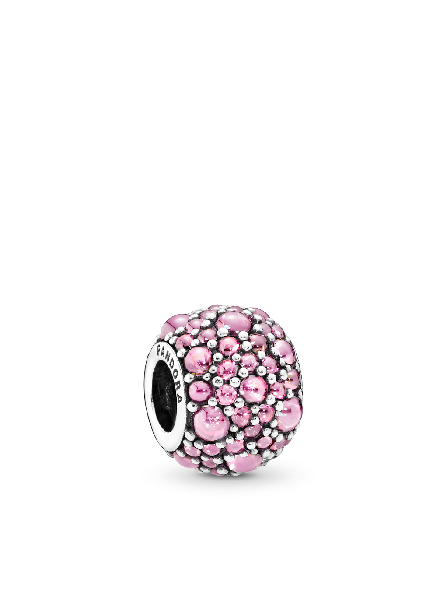 Silver charm with pink cubic zirconia