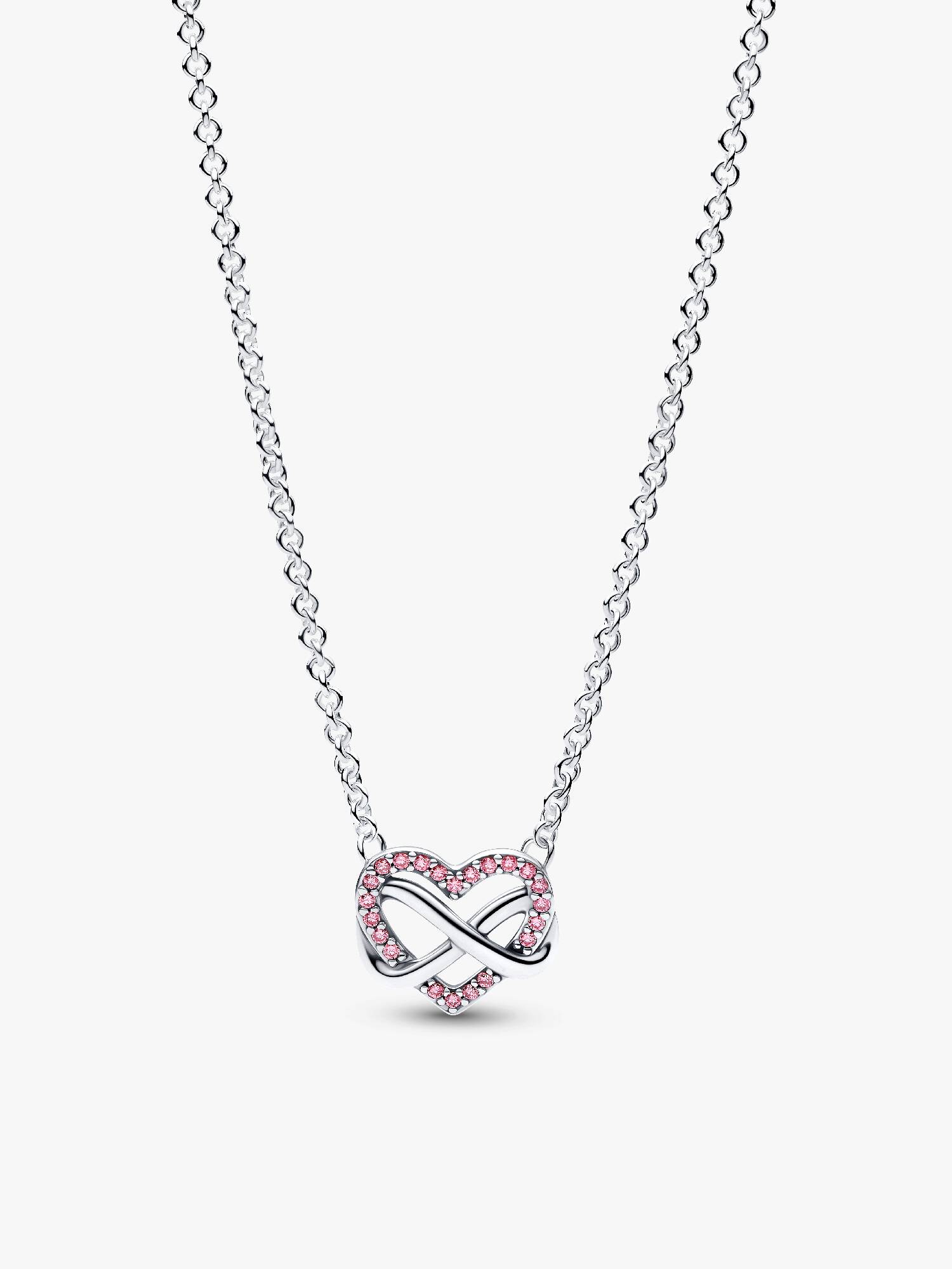 Colar de Coração Infinito Rosa Brilhante