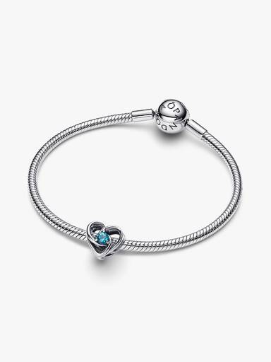 Heart sterling silver charm with London blue crystal
