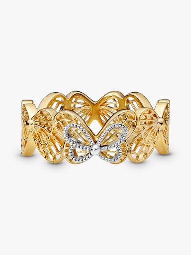 Openwork butterfly Pandora Shine and silver ring