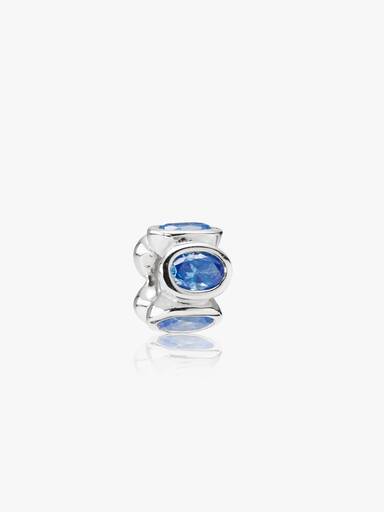 Abstract silver charm with cubic zirconia