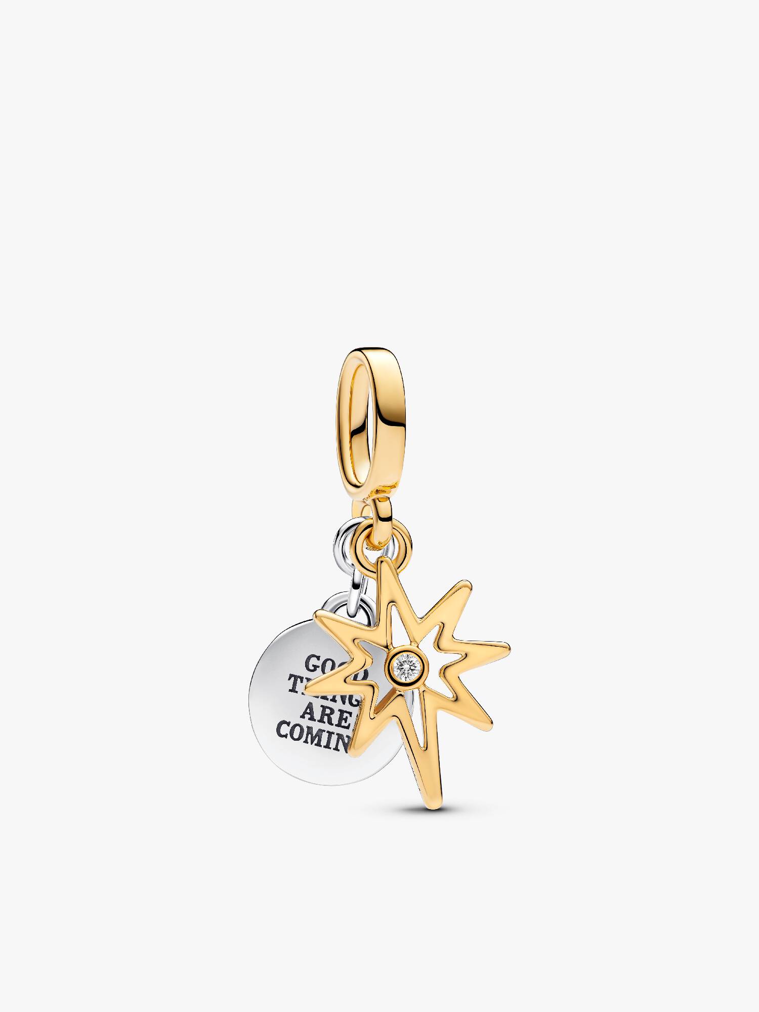 Charm Pendente Gravável Estrela do Norte com Diamante Cultivado em Laboratório