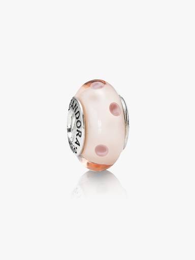 Dotted silver charm with pink murano glass
