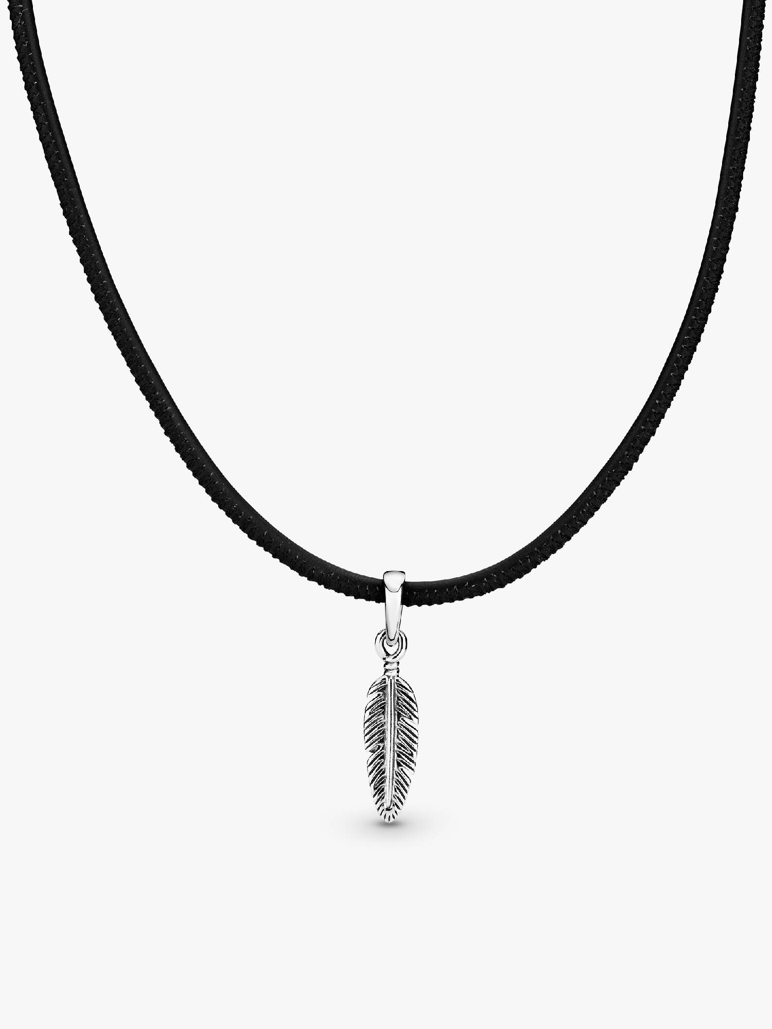 Colar Preto Couro Pena Choker