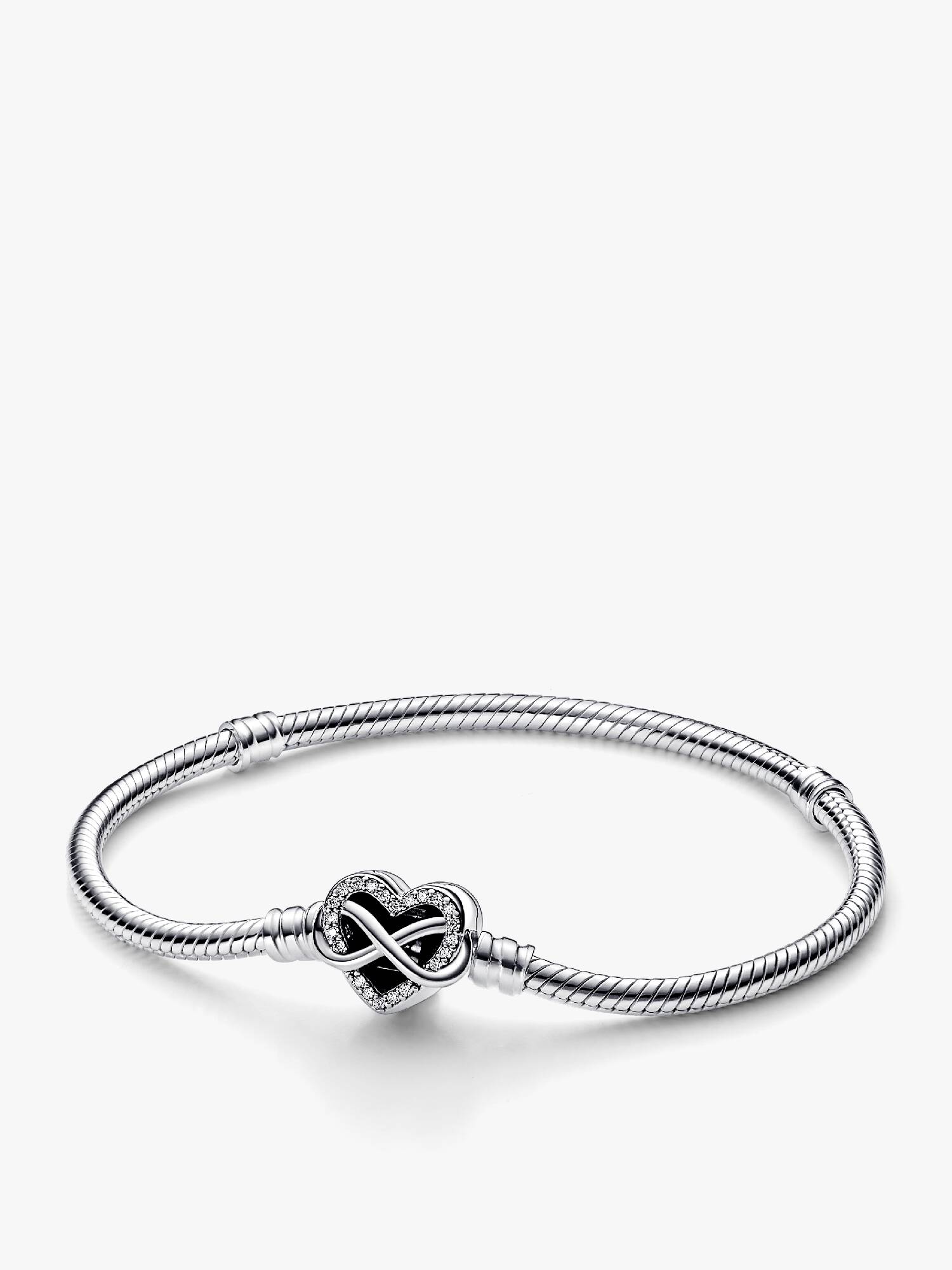 Pulseira Corrente Snake com Fecho de Coração Brilhante Infinito