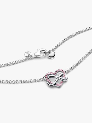Colar de Coração Infinito Rosa Brilhante