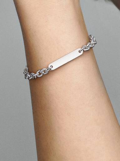 Pulseira de Elos com Barra Gravável