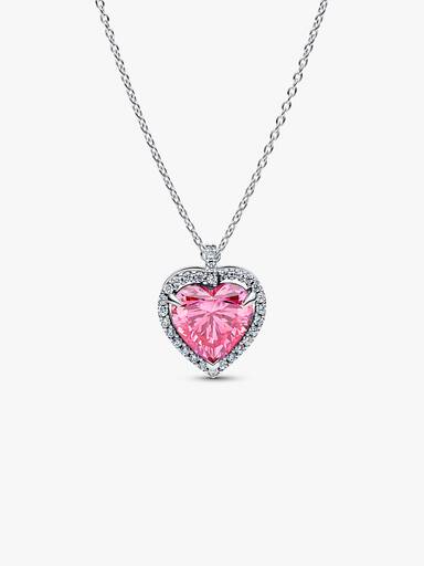 Colar Coração Rosa Cintilante
