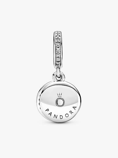 Circle and disc sterling silver dangle with red and clear cubic zirconia