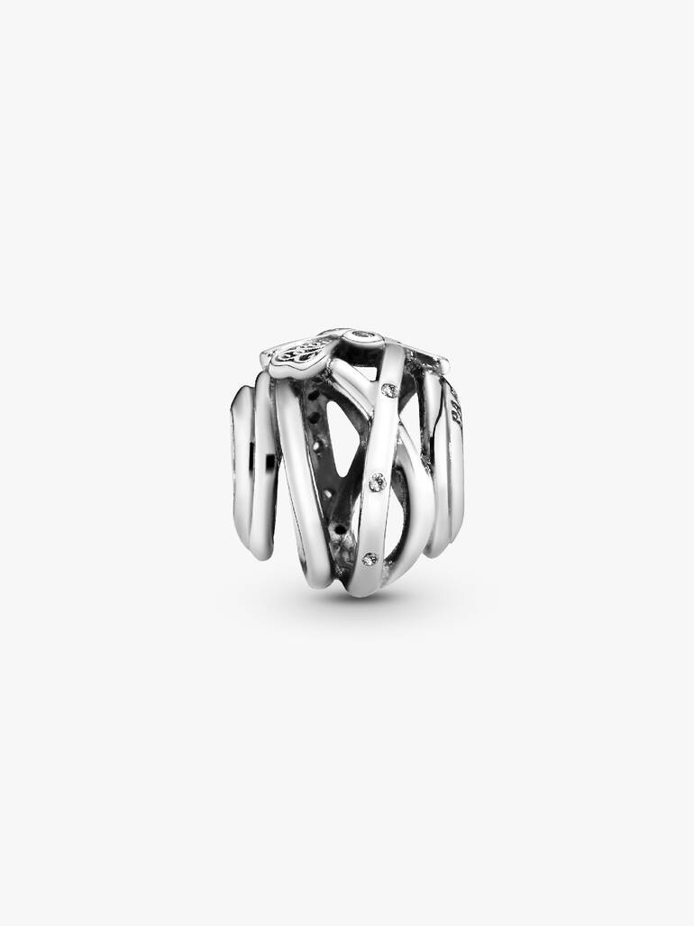 Dragonfly silver charm with clear cubic zirconia