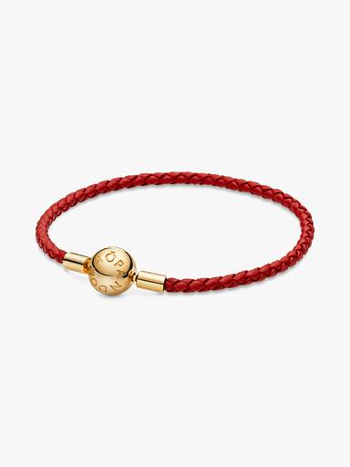 Pulseira em Couro Trançado Vermelho Pandora Moments