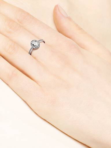 Silver ring with clear cubic zirconia