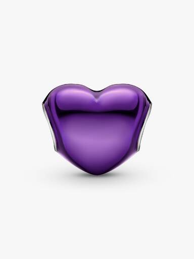 Charm Coração Metálico Roxo