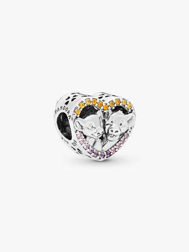 Charm En Prata de Lei Coração Simba e Nala