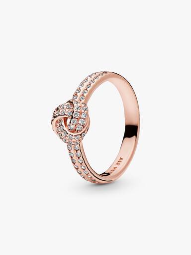 PANDORA Rose love knot ring with clear cubic zirconia