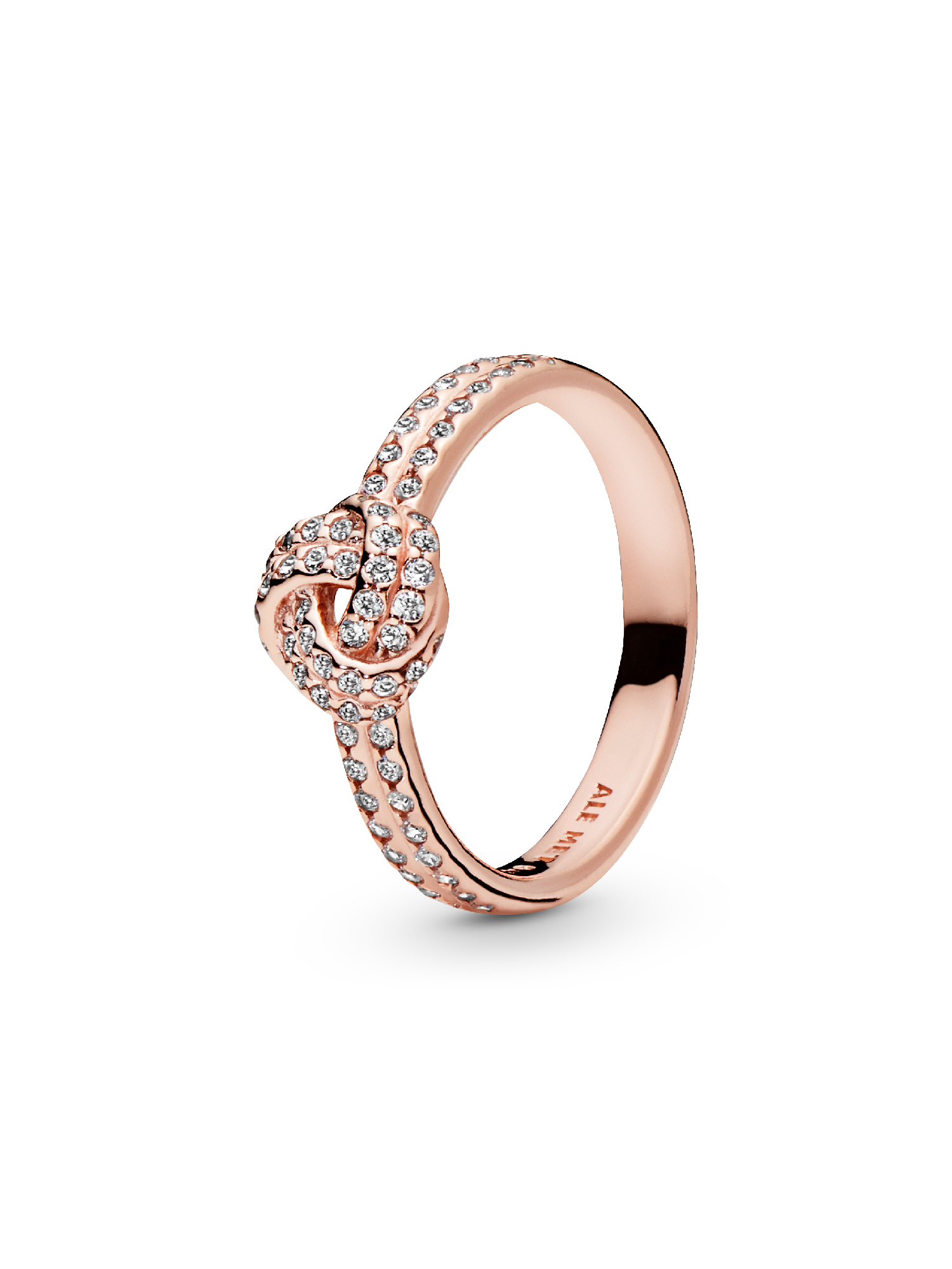 PANDORA Rose love knot ring with clear cubic zirconia