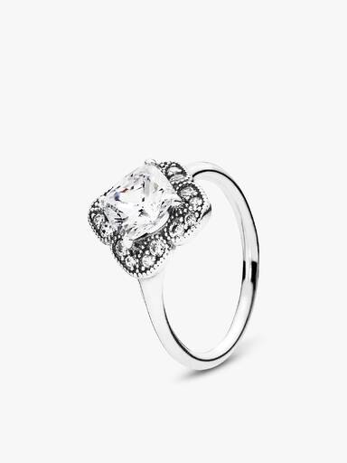 Silver ring with clear cubic zirconia
