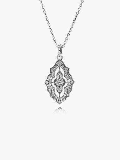 Silver pendant with cubic zirconia and necklace