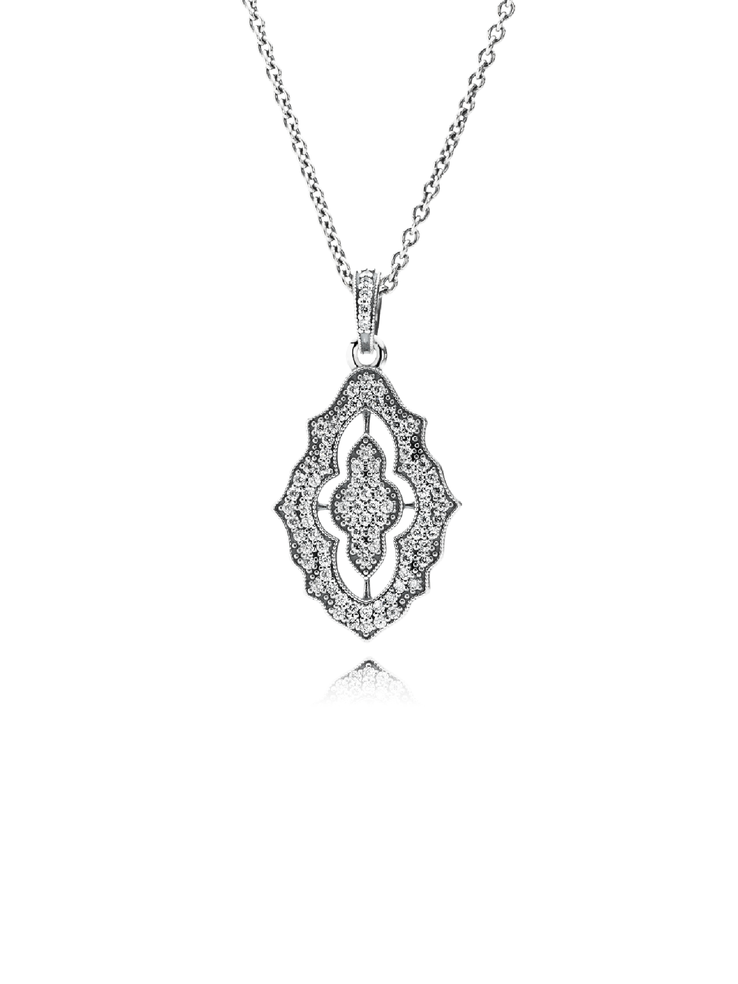 Silver pendant with cubic zirconia and necklace