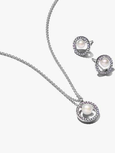 Conjunto em Pavé e Pérola Cultivada