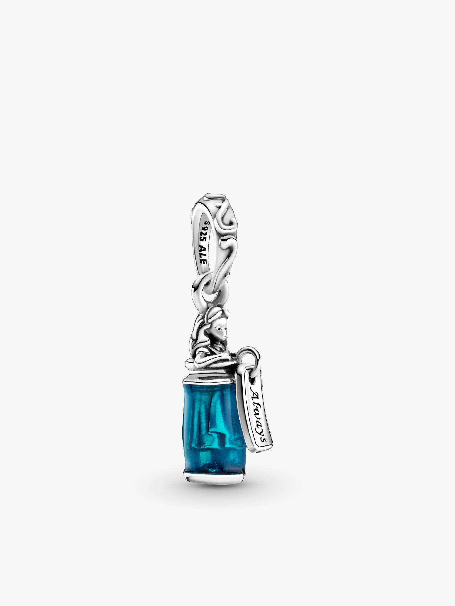 Disney Alice in Wonderland sterling silver dangle with transparent blue enamel