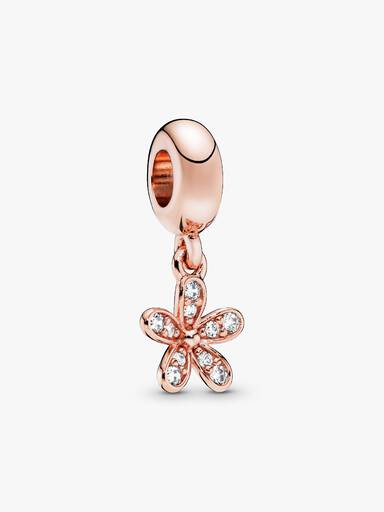 Daisy 14k rose gold-plated dangle with clear cubic zirconia
