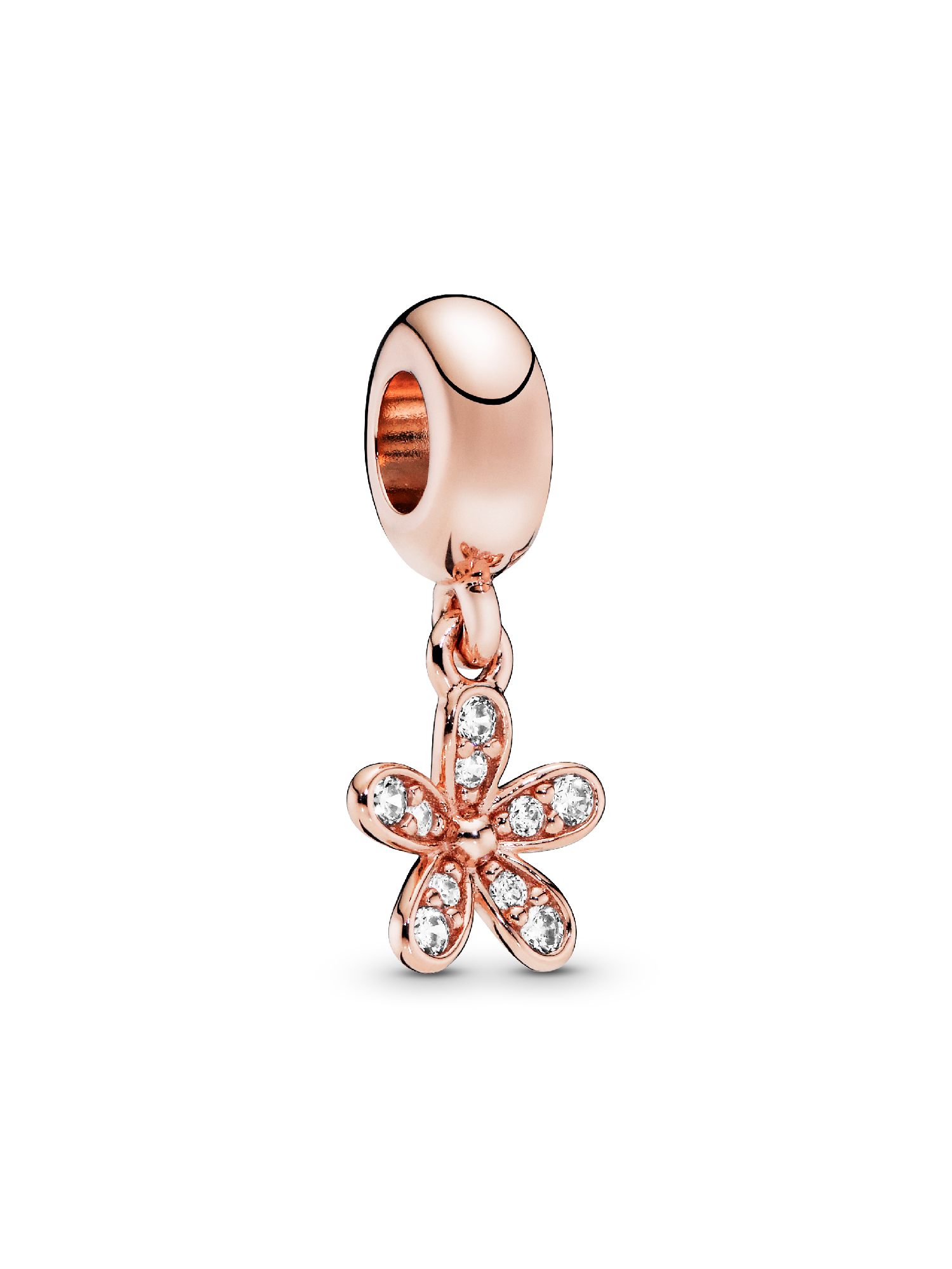 Daisy 14k rose gold-plated dangle with clear cubic zirconia