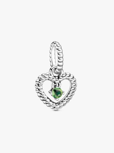 Heart sterling silver dangle with spring green crystal