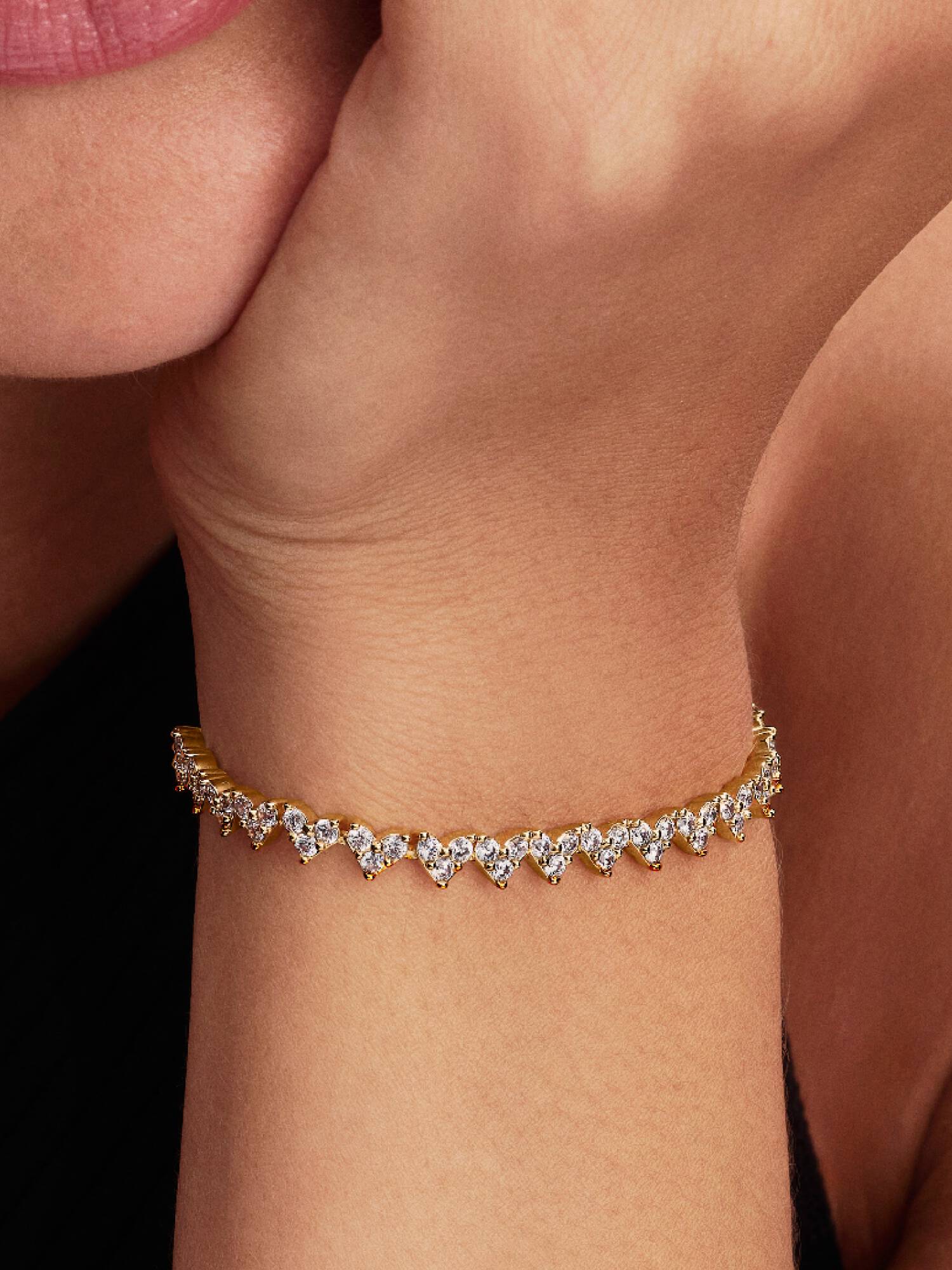 Pulseira Coração com Três Pedras