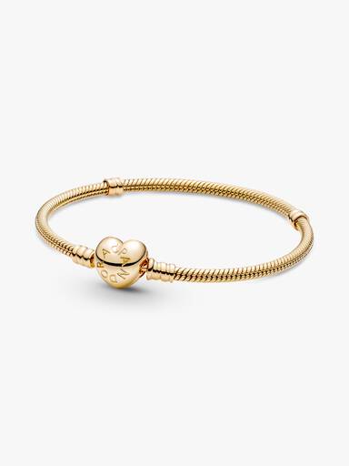 Bracelete Diseño Corrente de Serpiente Cierre de Coração Pandora Moments