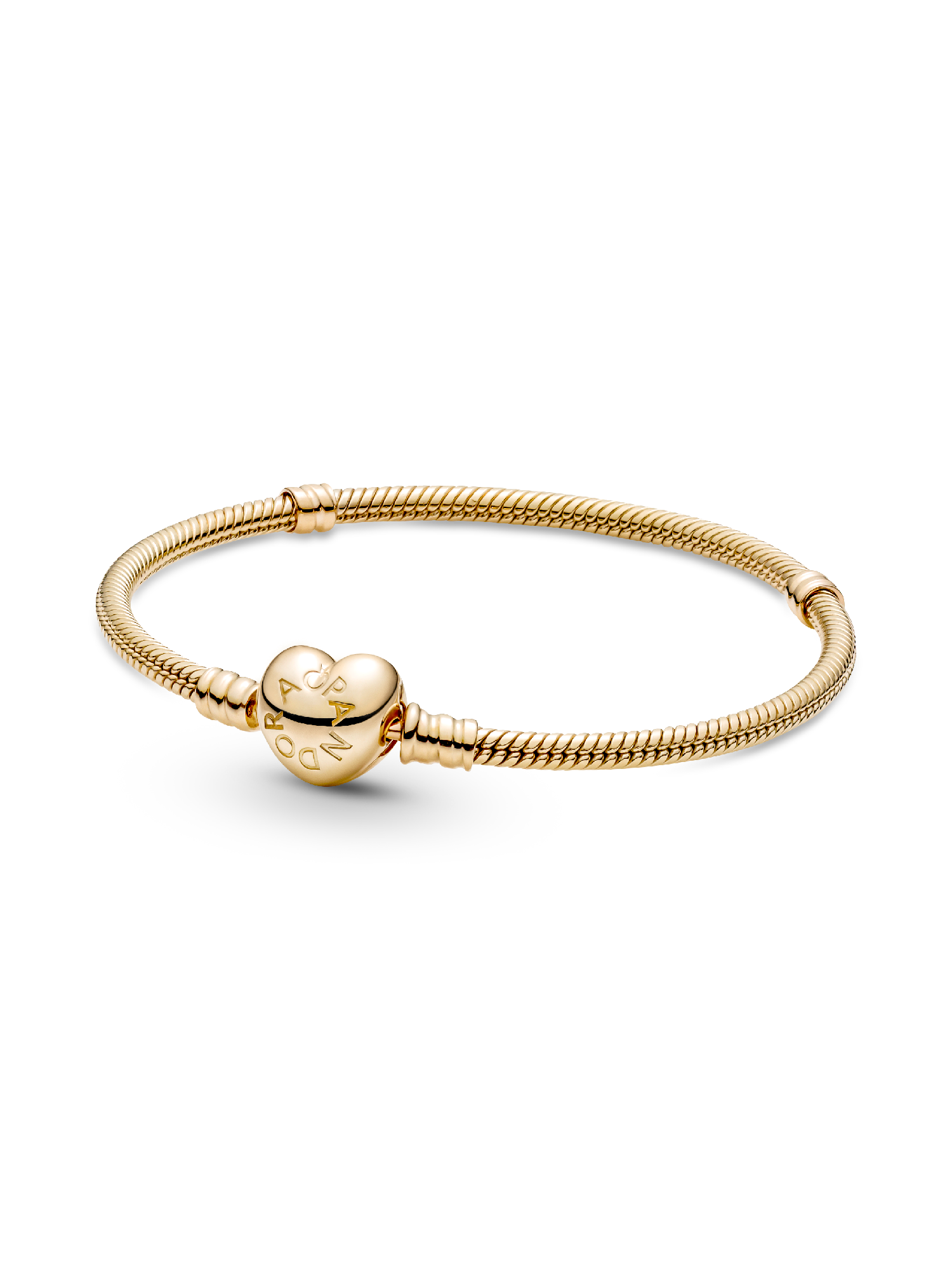 Bracelete Diseño Corrente de Serpiente Cierre de Coração Pandora Moments