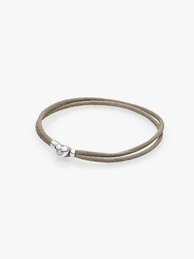 Pulseira Dupla de Tecido, Cinza Esverdeado